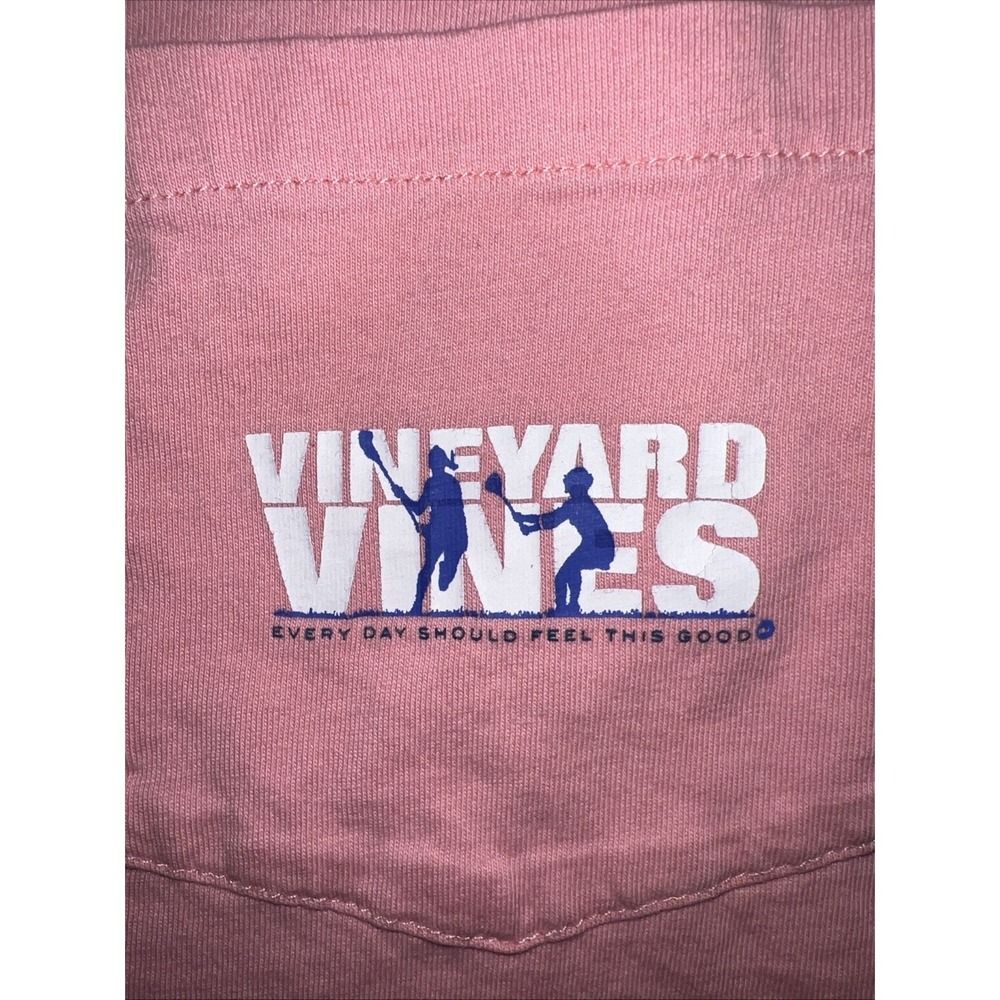 Vineyard Vines Lacrosse Graphic S/S Pocket T-Shirt Womens S Pink 100% Cotton - Picture 2 of 9